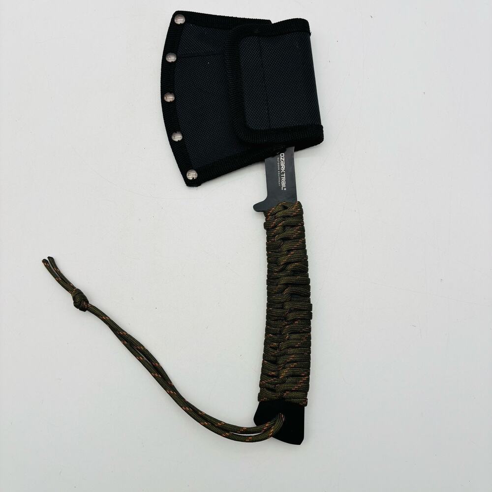 Ozark Trail Hatchet Paracord Wrap Handle w/ Sheath Black Head Hex Cutouts